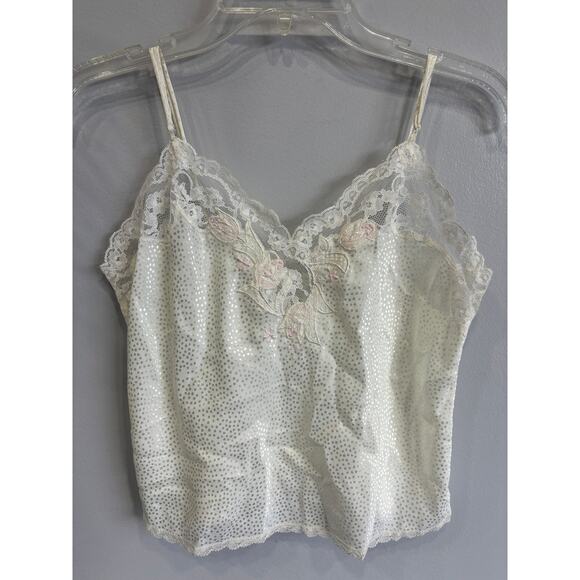 Vtg 90's Y2K Sara Beth Lingerie Slip Tank Top Lace Embroidery Spaghetti … - Picture 1 of 4